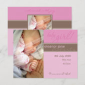 GEBOORTEAANKONDIGING:: pure vreugde - meisje Aankondigingskaart (Voorkant / Achterkant)