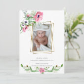 geboorteaankondiging | Roze Waterverf klaprozen Kaart (Staand voorkant)