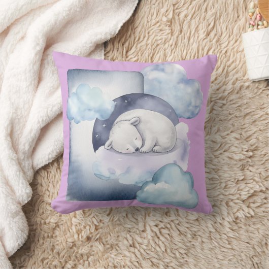 Geboorteaankondiging Sleepy Beer Theme Sierkussen (Deken)