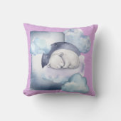 Geboorteaankondiging Sleepy Beer Theme Sierkussen (Voorkant)