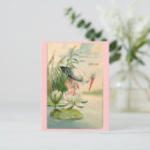 Geboorteaankondiging-Stork, Lily Pad, Baby Aankondigingskaart (Staand voorkant)