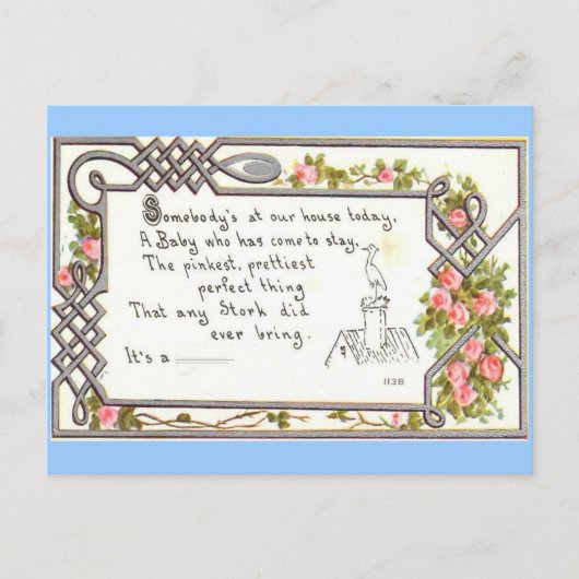  Geboorteaankondiging-Stork op schoorsteen Aankondigingskaart (Voorkant)