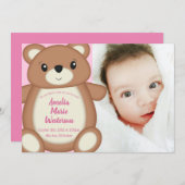 Geboorteaankondiging Teddy Bear Baby Kaart (Voorkant / Achterkant)
