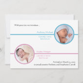 Geboorteaankondiging Twee Foto's Broers en Zusters Aankondiging (Voorkant)