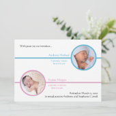 Geboorteaankondiging Twee Foto's Broers en Zusters Aankondiging (Staand voorkant)