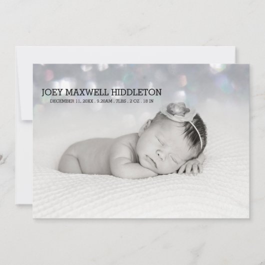 Geboorteaankondiging Twee foto's Mooie Bokeh Aankondiging (Voorkant)