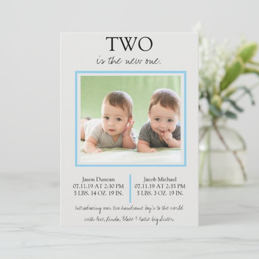 Geboorteaankondiging Twin Boys Kaart (Staand voorkant)