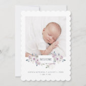 geboorteaankondiging van baby | Floral Verfraaide  Kaart (Voorkant)