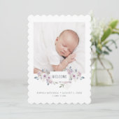 geboorteaankondiging van baby | Floral Verfraaide  Kaart (Staand voorkant)