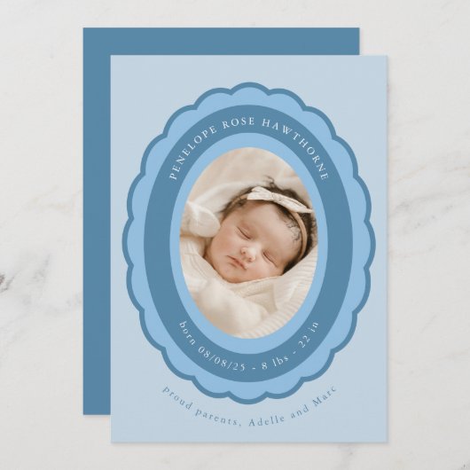 Geboorteaankondiging van Brooch Keepsake Kaart (Voorkant / Achterkant)