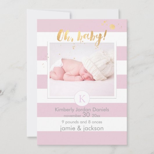 Geboorteaankondiging van PixDezines/DIY kleur stre Aankondiging (Voorkant)