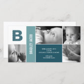 Geboorteaankondiging voor baby met polka dots en i aankondiging (Voorkant / Achterkant)