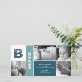 Geboorteaankondiging voor baby met polka dots en i aankondiging (Staand voorkant)