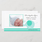 Geboorteaankondiging voor babyjongen met blauwe ol aankondiging (Voorkant / Achterkant)