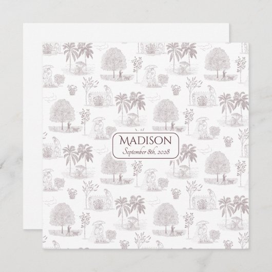 Geboorteaankondiging voor romantisch script (Voorkant / Achterkant)