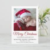 Geboorteaankondiging Vrolijke kerstfoto Feestdagenkaart (Staand voorkant)