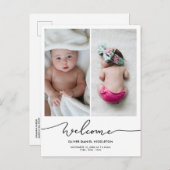 Geboorteaankondiging Welkom Modern Script Foto Aankondigingskaart (Voorkant / Achterkant)