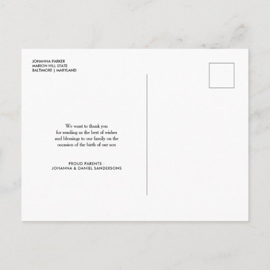 Geboorteaankondiging Welkom Modern Script Foto Aankondigingskaart (Achterkant)