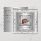 Geboorteaankondiging Zilveren Foto Lijst Bow Aankondiging (Voorkant / Achterkant)