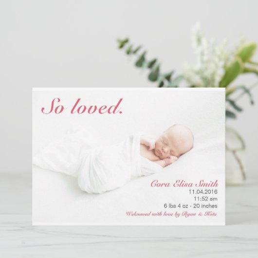 Geboorteaankondiging Zo Geliefd Aankondiging (Staand voorkant)