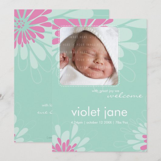 GEBOORTEAANKONDIGINGEN:: Bee-Beautiful 4P Aankondiging (Voorkant / Achterkant)