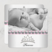 Geboorteaankondigingen Pink Princess Aankondiging (Voorkant / Achterkant)