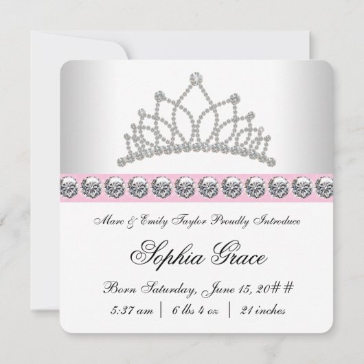 Geboorteaankondigingen Pink Princess Aankondiging (Achterkant)