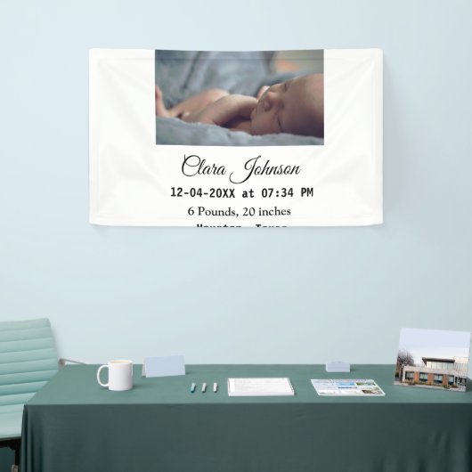 Geboorteaankondigingen toevoegen foto datum tijd p spandoek (Beurs)