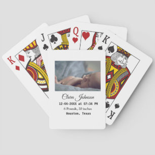 Geboorteaankondigingen voeg foto datum tijd plaats pokerkaarten