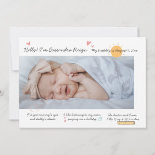 Geboorteaankondigingskaart met babyfoto kaart