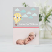 Geboorteaankondigingskaart met hete luchtballon (Staand voorkant)