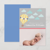 Geboorteaankondigingskaart met hete luchtballon (Voorkant / Achterkant)