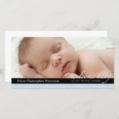 Geboorteaankondigingskaart voor baby met blauwe li aankondiging (Voorkant / Achterkant)