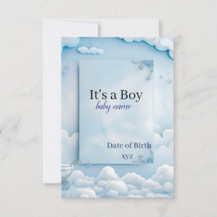 geboorteaankondigingskaart voor babyjongen bedankkaart