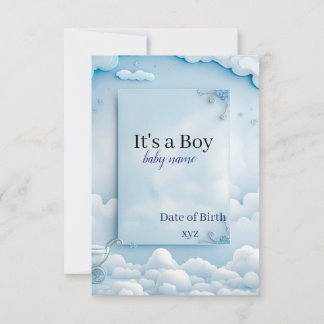 geboorteaankondigingskaart voor babyjongen bedankkaart