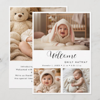 Geboorteaankondigingskaart | Welkom Baby Foto Coll Aankondiging
