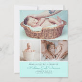 Geboorteaankondigingskaarten baby boy foto's dank kaart (Voorkant)