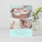 Geboorteaankondigingskaarten baby boy foto's dank kaart (Staand voorkant)