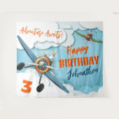 Geboorteachtergrond voor jongen met vliegtuig geve wandkleed (Voorkant (horizontaal))