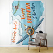 Geboorteachtergrond voor jongen met vliegtuig geve wandkleed (In situ)