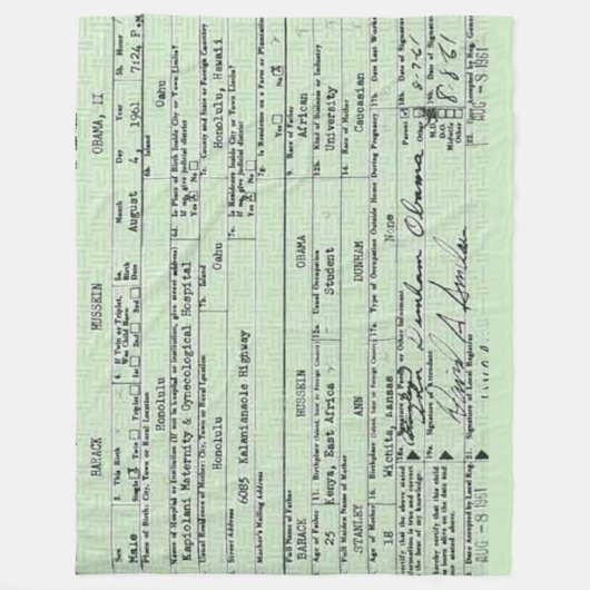 GEBOORTEAKTE FLEECE DEKEN (Voorkant)