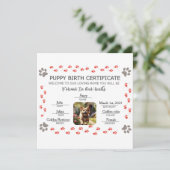Geboorteakte voor een Puppy op Maat Feestdagenkaart (Staand voorkant)