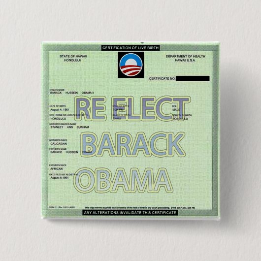 GEBOORTEBEWIJS VAN HET CERTIFICAAT VAN BUTTON (Voorkant)