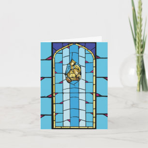 Geboorteblauw Glas in lood Kerst Feestdagen Kaart
