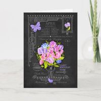 Geboortebloem April Krijt Personalized Kaart