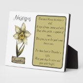 Geboortebloem DECEMBER Verjaardag Narcissus Fotoplaat (Zijkant)