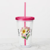 Geboortebloem februari Primrose Tumbler met deksel Acryl Drinkbeker (Voorkant)