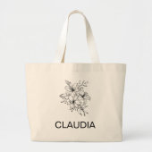 Geboortebloem Gepersonaliseerde Canva Canvas tas,  Grote Tote Bag (Voorkant)
