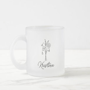 Geboortebloem januari & Elegante naam in schuinsch Matglas Koffiemok