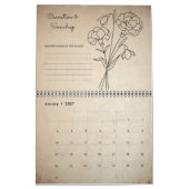 Geboortebloem Maand Boho Kraft Kalender (Jan 2027)